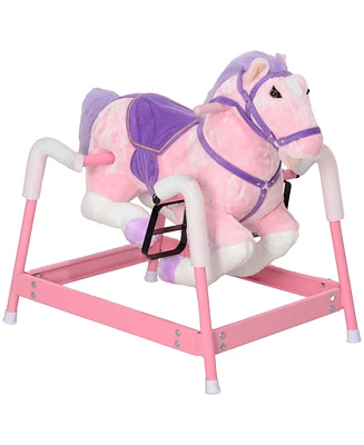 Qaba Spring Rocking Horse, Kids Ride on Horse w/ Saddle,