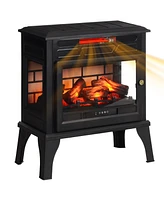 Homcom 24" Freesding Electric Fireplace Stove w/ Realistic Flame