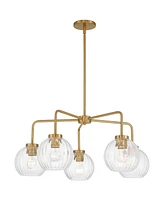 Possini Euro Design Mandy 30" Modern Pendant Chandelier Ceiling Light Fixture Dining Room Over Table Kitchen Island Foyer Hanging 5-Light Clear Plated