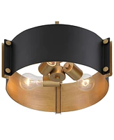 Possini Euro Design Arabela 14" Modern Industrial Pendant Chandelier Ceiling Light Fixture Dining Room Over Table Kitchen Island Foyer Drum Hanging 3-