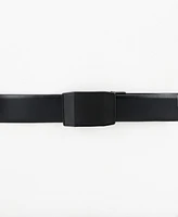 Kenneth Cole Reaction Men's Exact System Track Lock Matte Black Plaque Buckle Belt