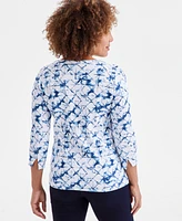 Style & Co Petite Printed 3/4-Sleeve Knit Top, Exclusively at Macy's