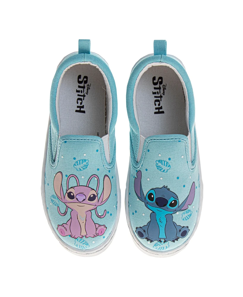 Disney Little and Big Kids Stitch Angel Girls' Slip On Low Top Canvas Sneakers