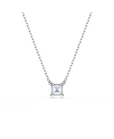 Swarovski Square Cut Rhodium Plated Matrix Pendant Necklace