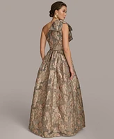 Donna Karan New York Women's Metallic Jacquard One-Shoulder Ball Gown