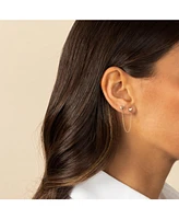 Solid Double Heart Chain Stud Earring 14K