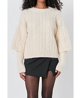 endless rose Women's Cable Twofer Sweater