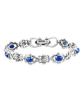 American West Jewelry Sterling Silver Lapis Gemstone Concha Link Bracelet