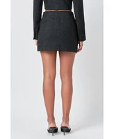 endless rose Women's High Waisted Tweed Mini Skirt