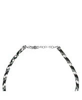 American West Jewelry Sterling Silver Multi-Color Braided Black, White and Gray Leather Necklace