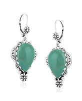 American West Jewelry Sterling Silver Green Turquoise Pear-Cut Concha Earrings