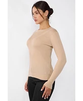 Jennie Liu Women's Tissue Weight Cashmere Silk Rib-knit Crewneck Sweater