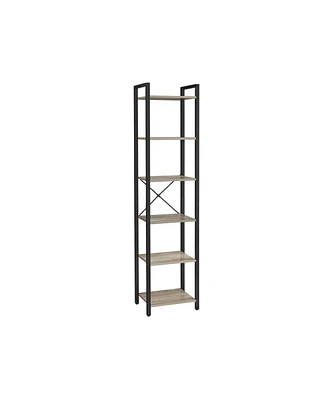 Slickblue Narrow 5-Tier Bookshelf, Small Multi-Tier Bookcase for Living Room & Bedroom