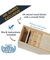 We Games Wooden Blocks Stacking Tower Game with Wooden Box, Short, 27 Blocks