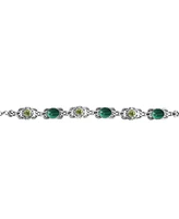 American West Jewelry Sterling Silver Malachite Peridot Concha Link Bracelet