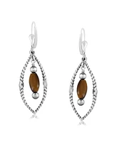 American West Jewelry Sterling Silver Marquise Tiger's Eye Dangle Earrings