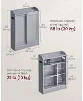 Slickblue Slim Bathroom Storage Cabinet with Toilet Paper Holder & Brush Compartment for Compact Bathrooms