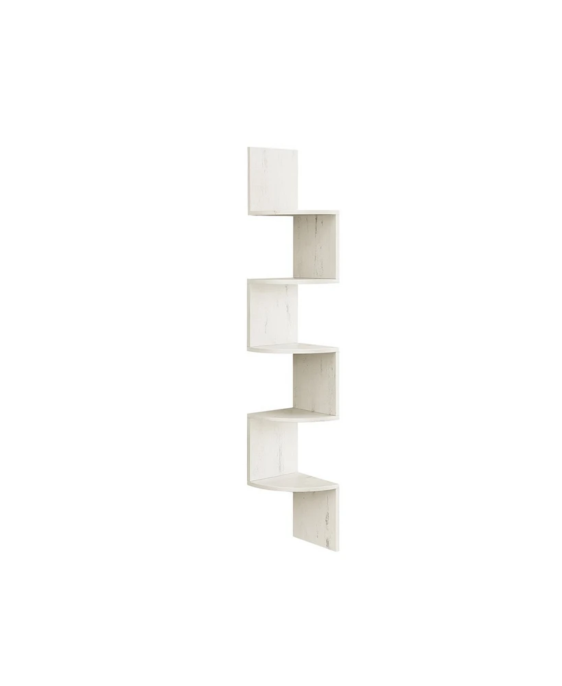 Slickblue Corner Shelf, 5-tier Floating Wall Shelf With Zigzag Design, Bookshelf