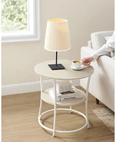Slickblue Side Table Round End with 2 Shelves, Industrial Metal Design, Easy Assembly for Living Room & Bedroom