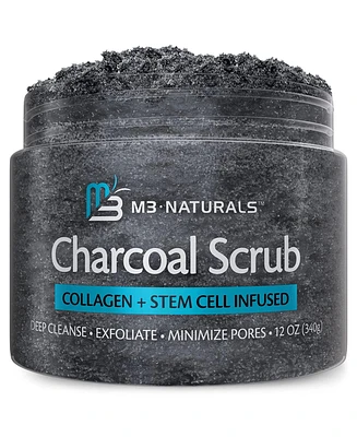 M3 Naturals Charcoal Exfoliating Body Scrub Polish with Collagen 12 oz