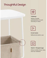 Slickblue End Table – Side Table with Fabric Basket, Modern Square Nightstand for Living Room & Bedroom