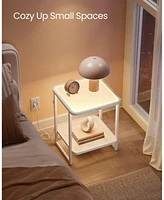 Slickblue End Table – 2-Tier Side Table with Led Lights, Modern Square Nightstand, Frosted Glass, Bottom Shelf for Living Room & Bedroom