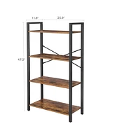 Slickblue 4-Tier Ladder Shelf, Industrial Bookshelf Storage Rack with Stable Iron Frame for Living Room & Office