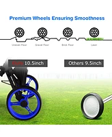 Gymax 3-Wheel Foldable Golf Push Pull Cart Trolley w/ Seat Adjustable Handle