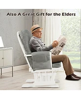 Gymax Glider and Ottoman Cushion Set Wood Baby Nursery Rocking Chair