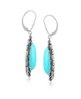 American West Jewelry Sterling Silver Blue Turquoise Gemstone Pear-Shaped Dangle Earrings