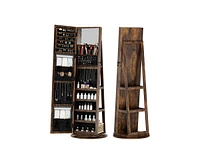 Vlsrka 3-in-1 Jewelry Armoire With Full-length Mirror And Storage Shelves