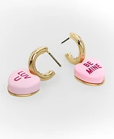 Betsey Johnson Pink Sweetheart Charm Huggie Earrings