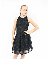 Pink & Violet Big Girls All Over Soutache Mesh U-Neck Dress