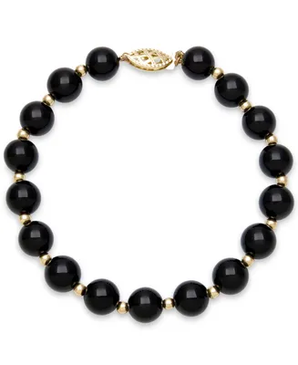 Onyx Bead Bracelet (8mm) in 10k Gold