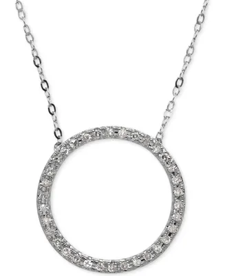 Diamond Circle Pendant Necklace (1/10 ct. t.w.) in 10k White Gold