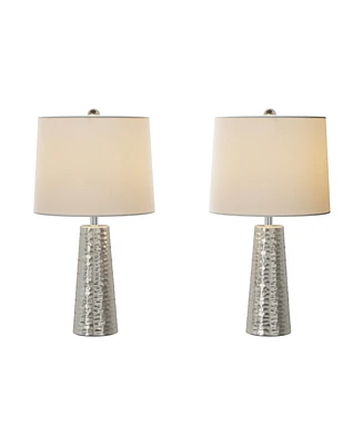 Lavish Home 26" Hammered Flared Drum Shaped Table Lamp Set