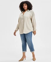 I.n.c. International Concepts Plus Rhinestone-Shoulder Tunic Shirt, Exclusively at Macy's