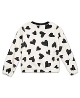 Speechless Big Girls Long Sleeve Furry Heart Sweatshirt