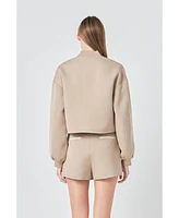 Grey Lab Women's Cropped Bomber Jacket