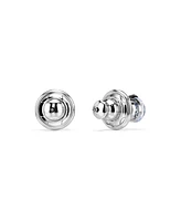 Swarovski Round Cut Rhodium Plated Solitaire Stud Earrings