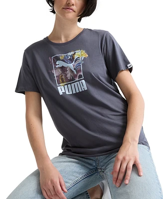 Puma Women's Outburst Graphic Print Cotton Crewneck T-Shirt