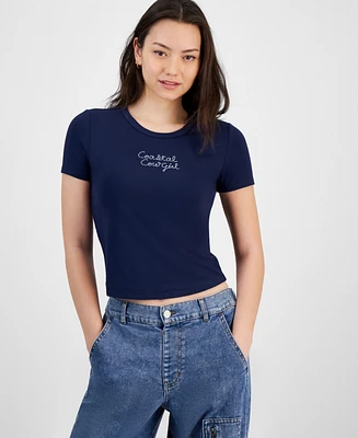 Hippie Rose Juniors' Short-Sleeve Cropped Cowgirl T-Shirt