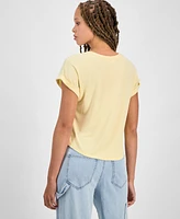 Hippie Rose Juniors' Cuffed Short-Sleeve Tee
