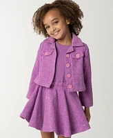 Sparkle & Shine Little Girls Sequin Tweed Skirt Dress with Jacket, 2-Piece Set