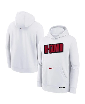 Nike Big Boys and Girls White Houston Rockets 2024/25 City Edition Club Fleece Pullover Hoodie