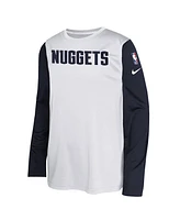 Nike Big Boys and Girls White Denver Nuggets 2024/25 City Edition Pregame Performance Long Sleeve Shooting T-Shirt