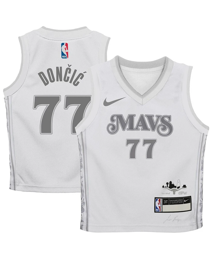 Nike Preschool Luka Doncic White Dallas Mavericks 2024/25 Swingman Player Jersey - City Edition