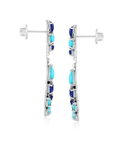 American West Jewelry Sterling Silver Blue Turquoise and Lapis Chandelier Earrings