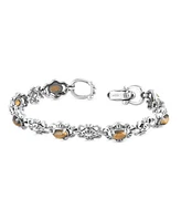 American West Jewelry Sterling Silver Tiger's Eye Gemstone Concha Link Bracelet