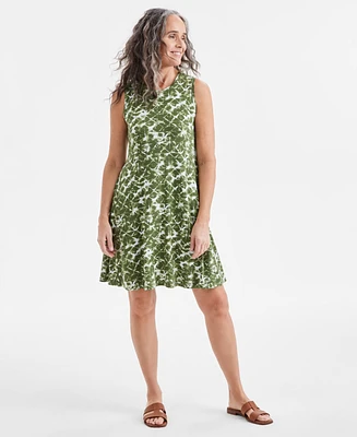 Style & Co Women's Printed Sleeveless Flip-Flop Dress